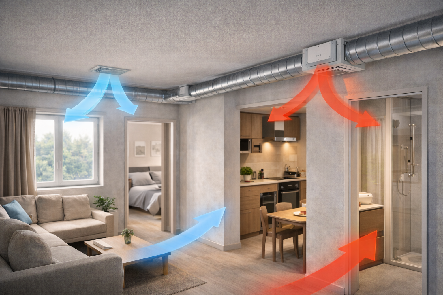 Схема приточно-вытяжной вентиляции